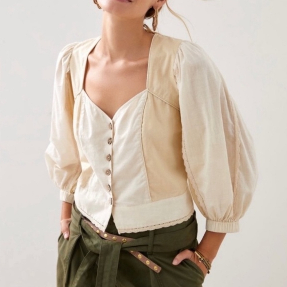Let Me Be Cream Button Down Blouse